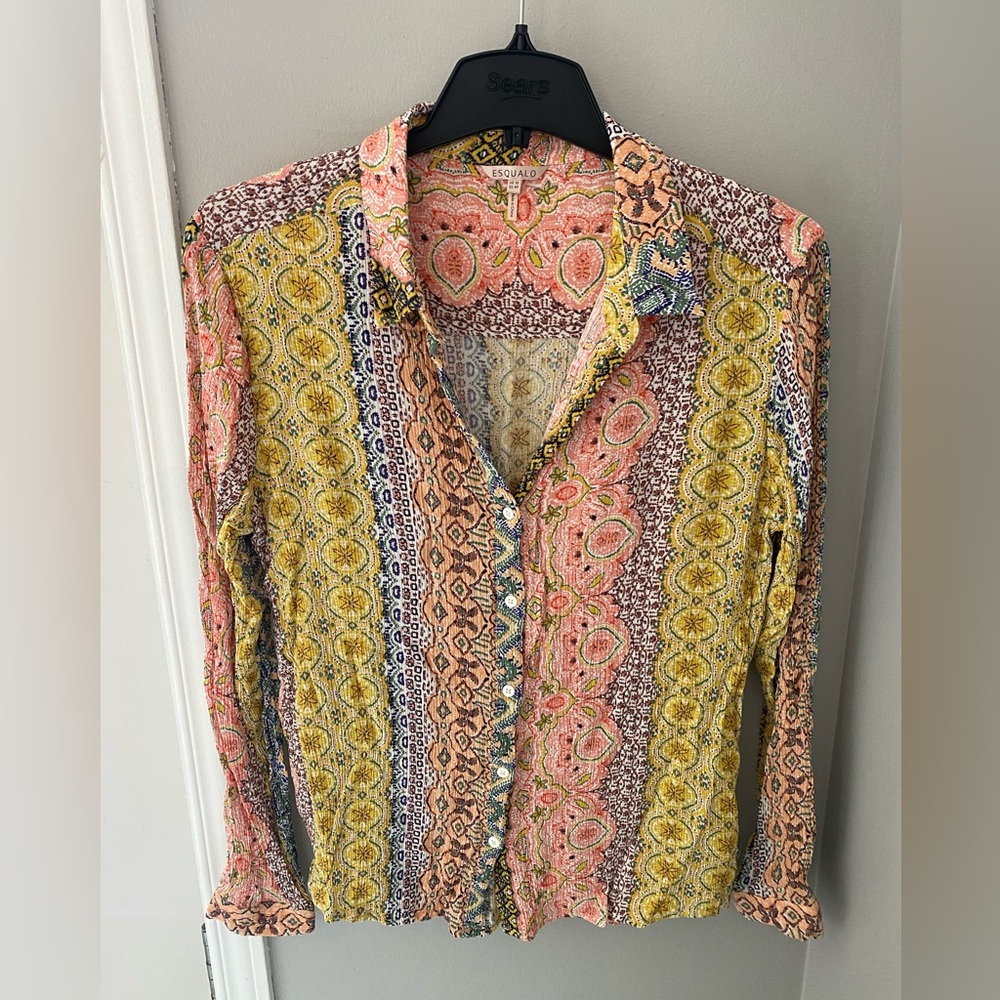 🔴 ESQUALO Multicolor Patterned Button Down Shirt